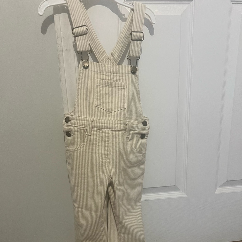 Jamie Kay Cream Striped Overalls
